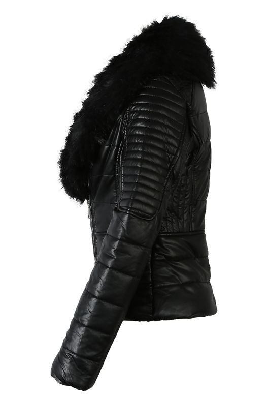 Black Fur Collar Puffer Jacket