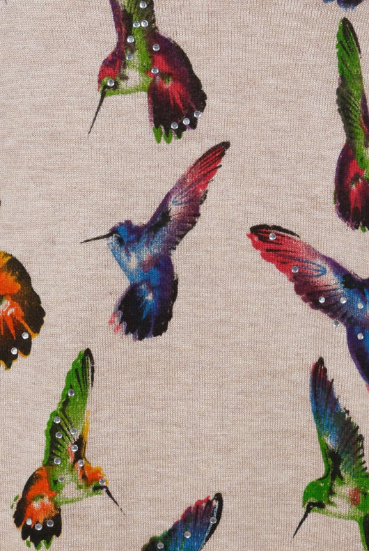 Beige Humming Bird Print Jumpers