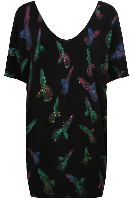 Black Humming Bird Print Jumpers