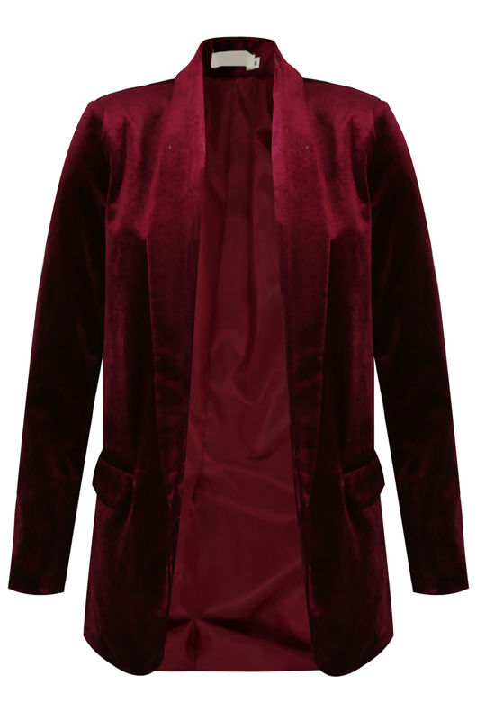 Velvet Open Blazer Green and Burgundy