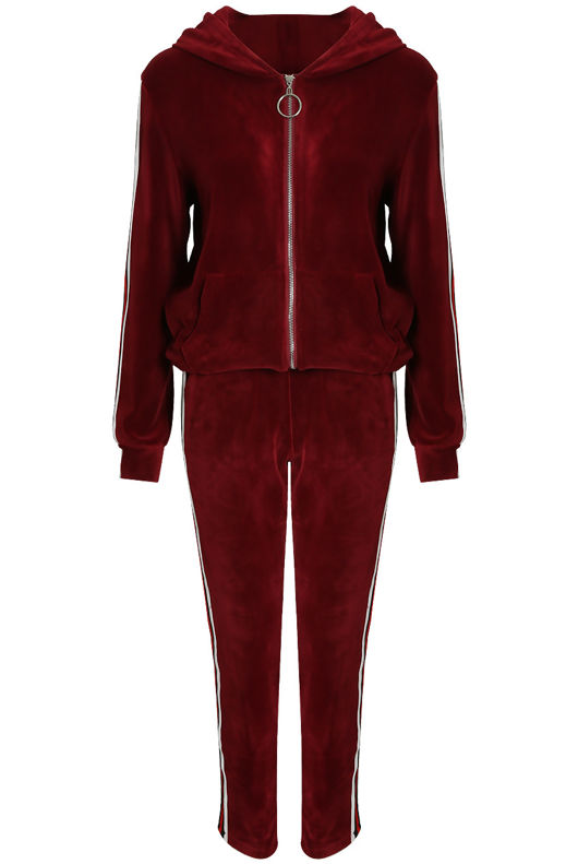 Burgundy Ribbon Trim Velvet Zipper hood only