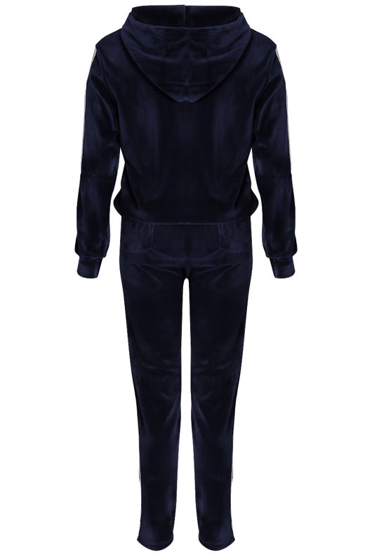 Navy Velvet Zipper Lounge Set