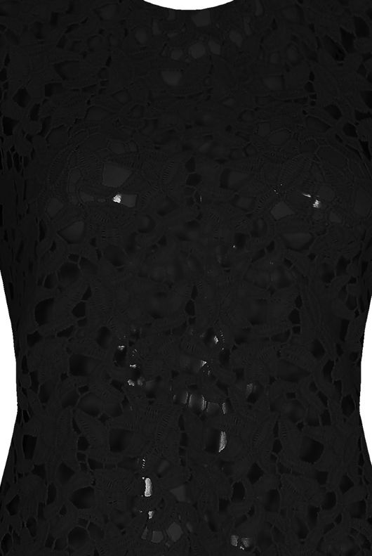 Dip Hem Crochet Top In Black
