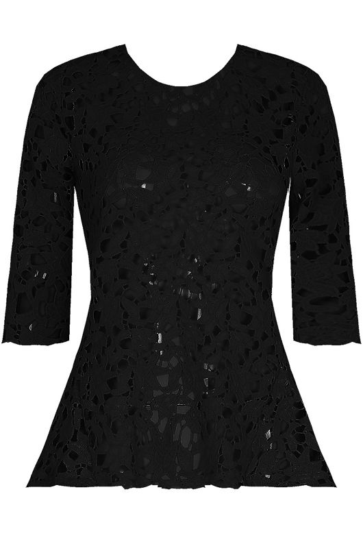 Dip Hem Crochet Top In Black
