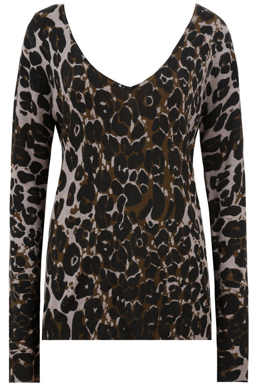 Taupe Leopard Print Back Bow Detailed Jumper