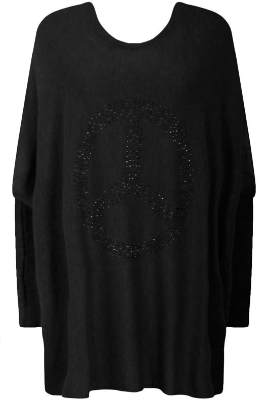 Black Sequin Peace Symbol Knitted Jumpers