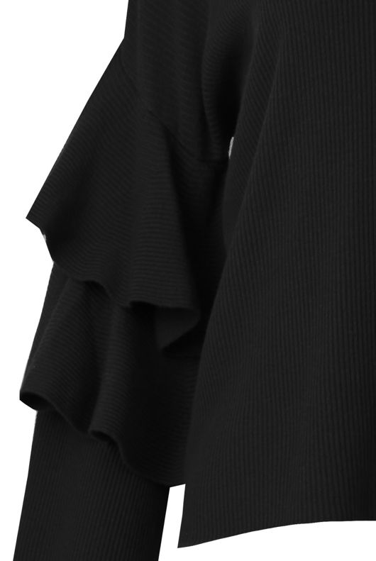 Black Layered Sleeve Knitted Jumpers