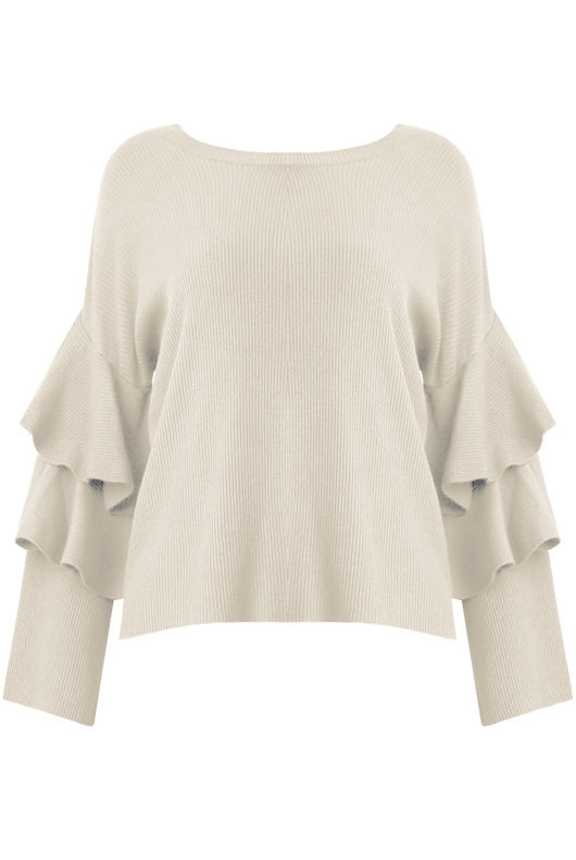 Cream Layered Sleeve Knitted Jumpers