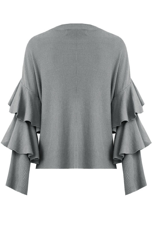 Grey Layered Sleeve Knitted Jumpers