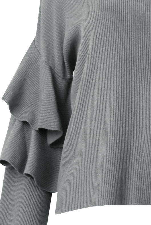 Grey Layered Sleeve Knitted Jumpers