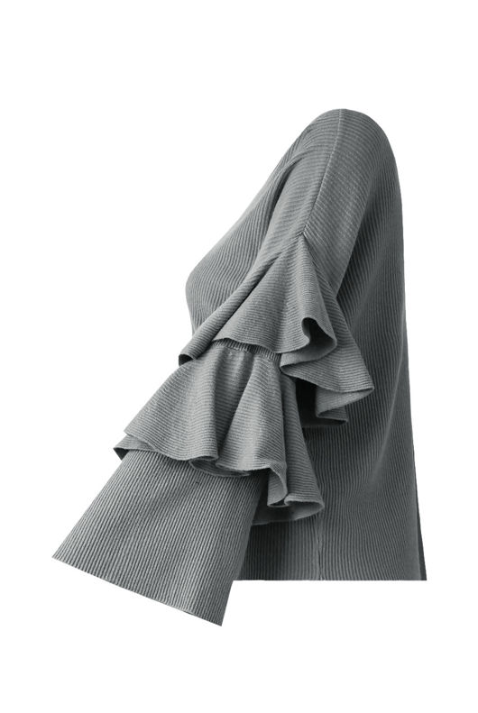 Grey Layered Sleeve Knitted Jumpers