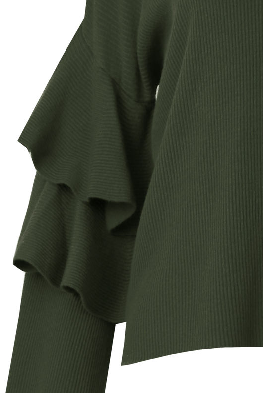Khaki Layered Sleeve Knitted Jumpers