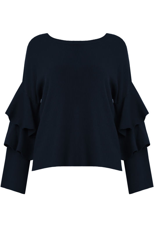 Navy Layered Sleeve Knitted Jumpers