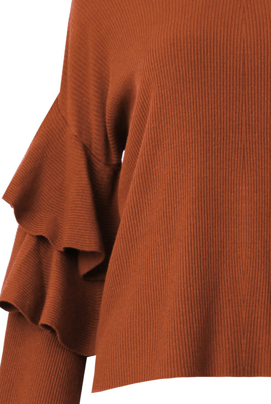 Camel Layered Sleeve Knitted Jumpers