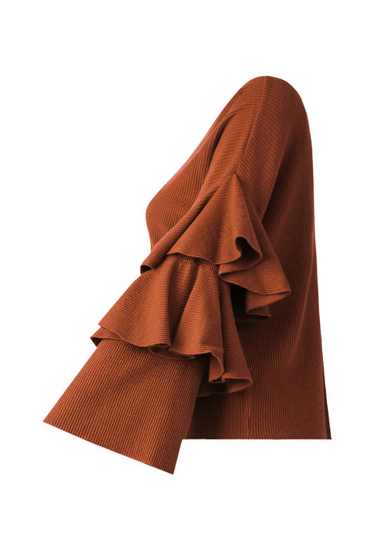 Camel Layered Sleeve Knitted Jumpers