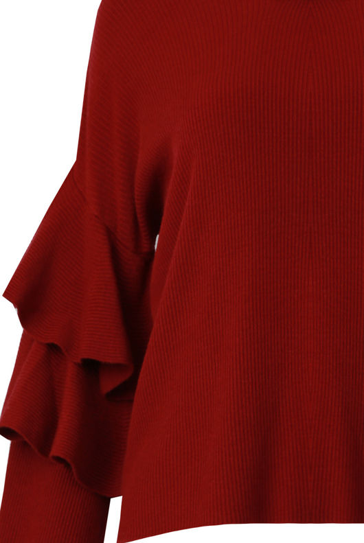 Burgundy Layered Sleeve Knitted Jumpers