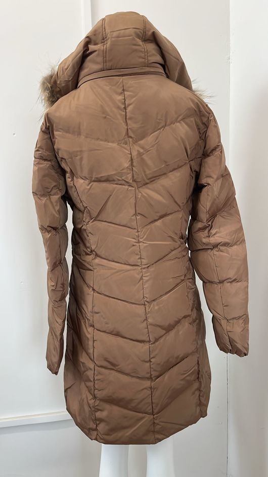 Golden Fur Hood Long Parka Coat 