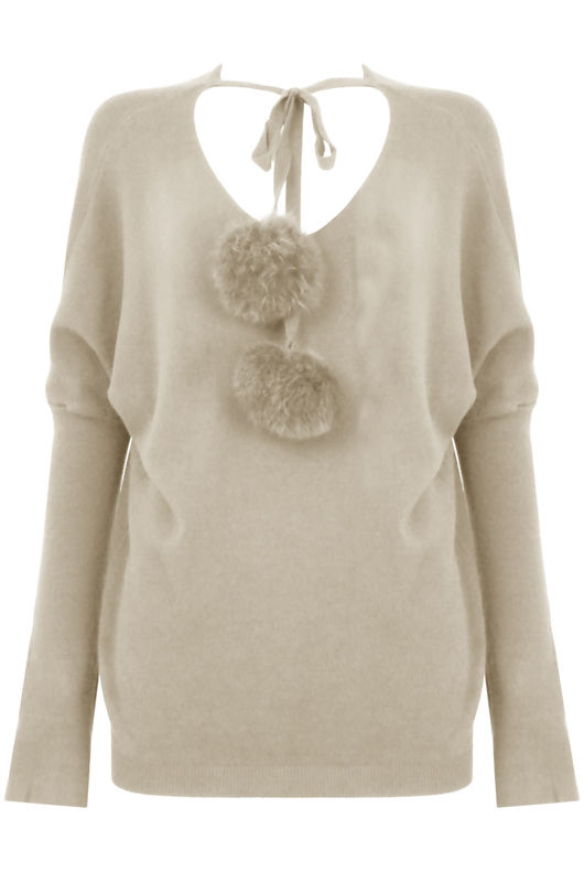 Knitted Tie Up Pom Pom Jumpers - Mix Colours Pack