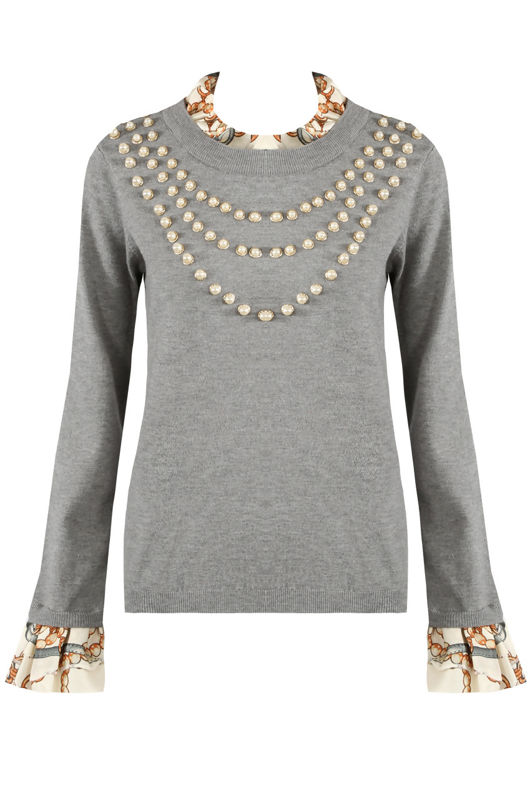 Ruffle Neck & Cuffs Pearls Trim Jumper - Mixed Colour Pack