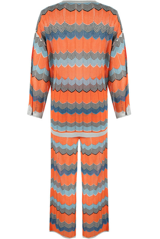Rust Wavy Print Front Knot Tops & Trouser Co-Ord