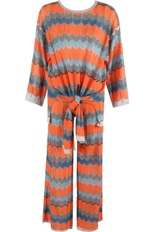Rust Wavy Print Front Knot Tops & Trouser Co-Ord