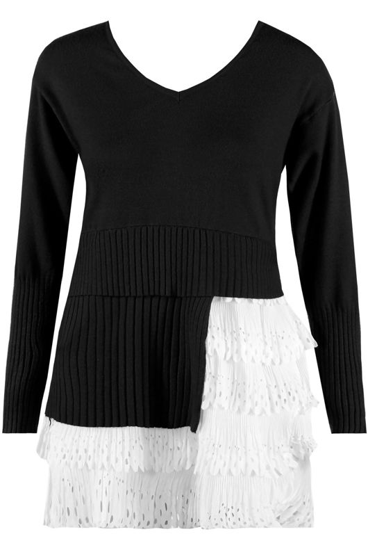 Ribbed Asymmetric Layered Hem Jumper