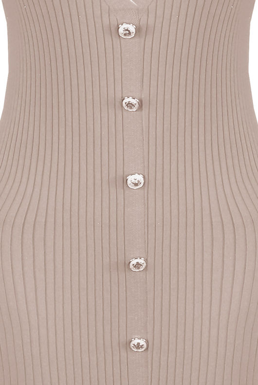  Ribbed Puff Sleeves Pencil Dress