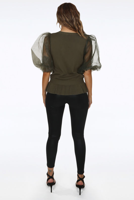 Half Tulle Sleeves Ribbed Top - Mixed Colours Pack