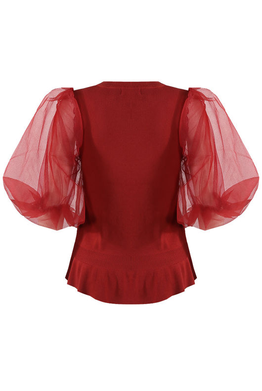 Half Tulle Sleeves Ribbed Top - Mixed Colours Pack