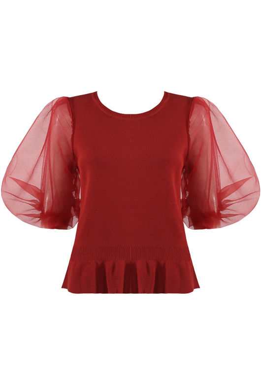 Half Tulle Sleeves Ribbed Top - Mixed Colours Pack