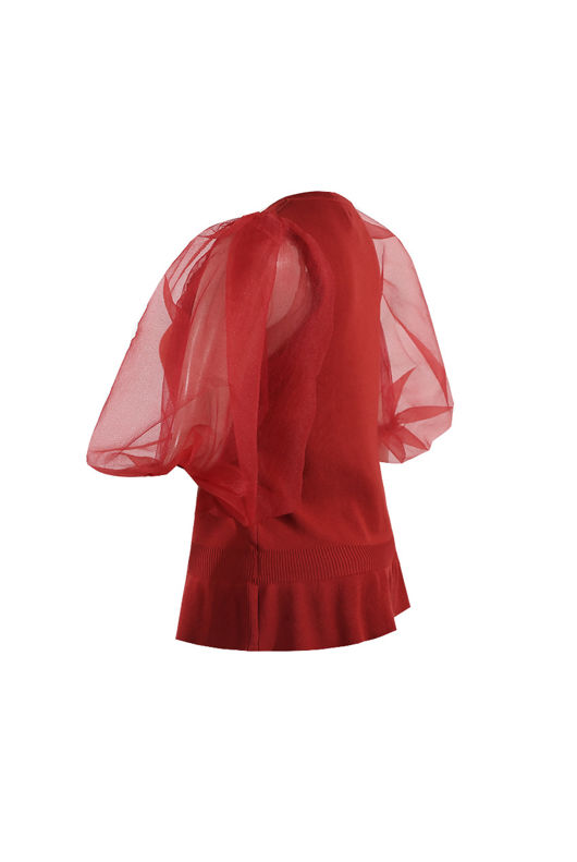Half Tulle Sleeves Ribbed Top - Mixed Colours Pack