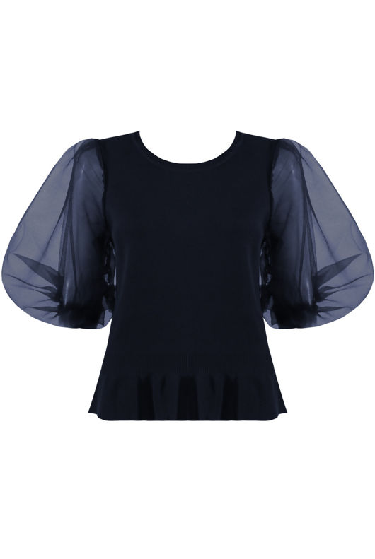 Half Tulle Sleeves Ribbed Top - Mixed Colours Pack