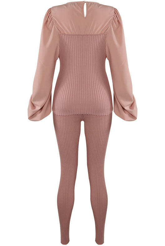 Ruched Sleeves Knitted Loungewear