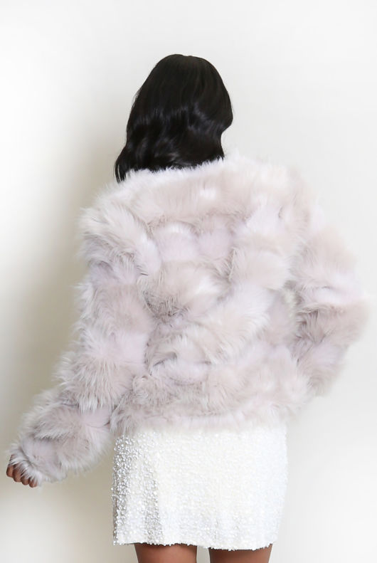 Light Grey Soft Faux Fur Jacket