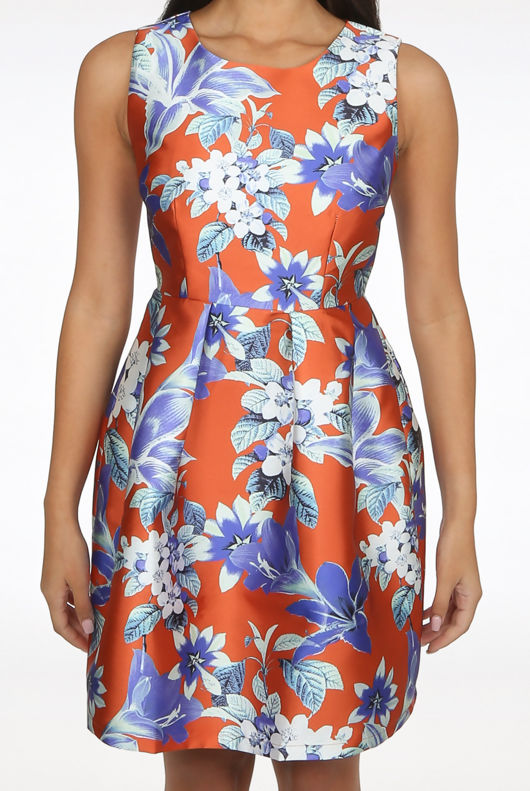 Floral Print Pleated Prom Dress