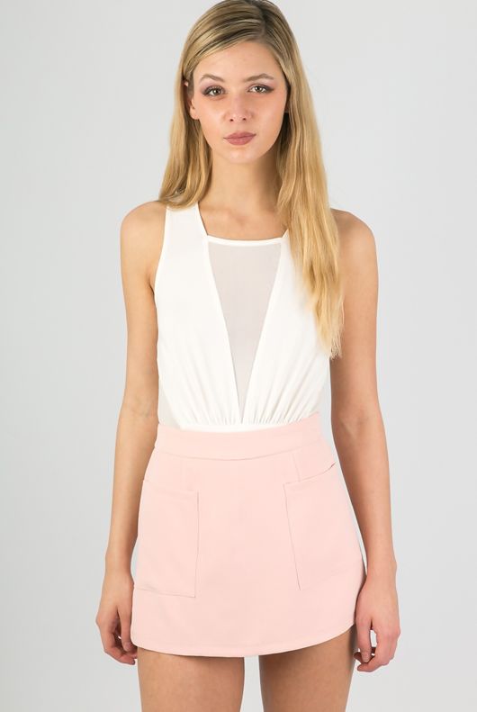 Tailored Skort With Pockets In Pink