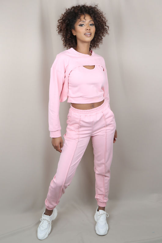Pink Arm Warmer & Vest 3 Piece Loungewear Set