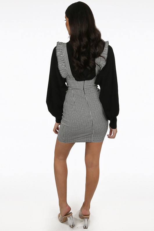 Monochrome Dogtooth Pinafore Dress