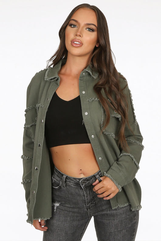 Oversized Denim Khaki Shacket