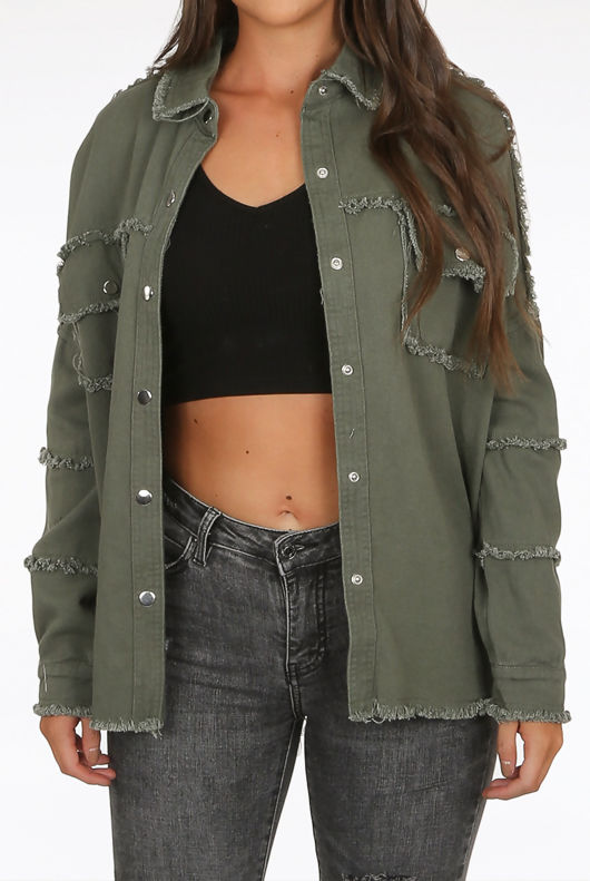 Oversized Denim Khaki Shacket