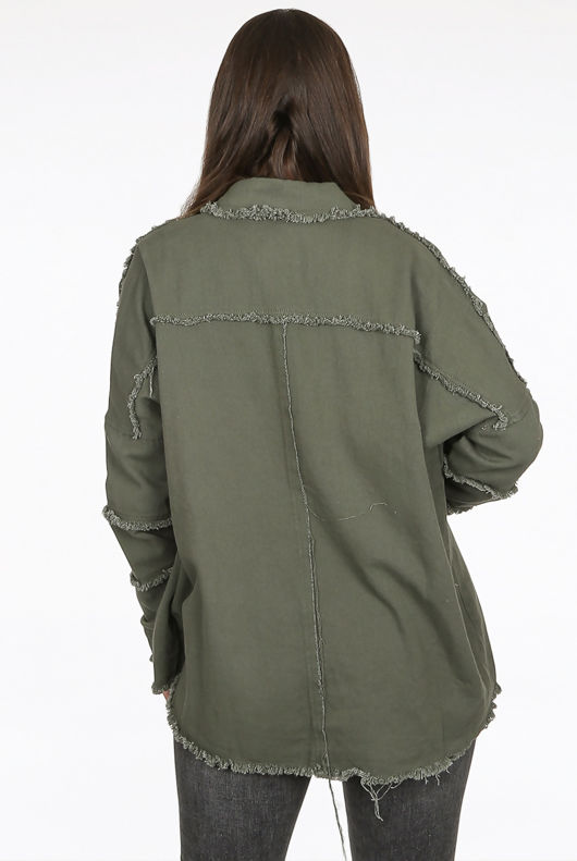 Oversized Denim Khaki Shacket
