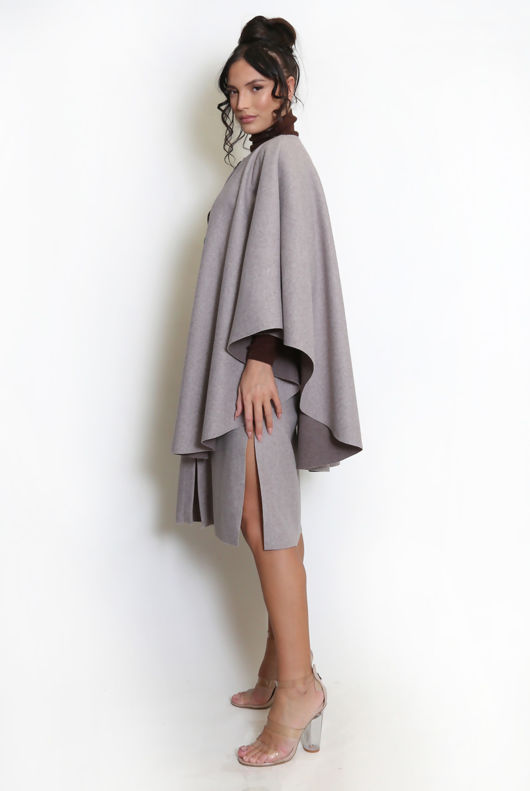 Caped Button Front Overcoat