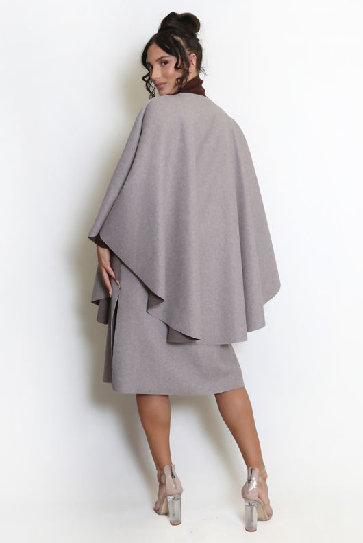 Caped Button Front Overcoat