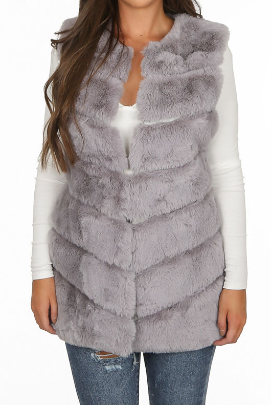 Grey Layer Fur Gilet