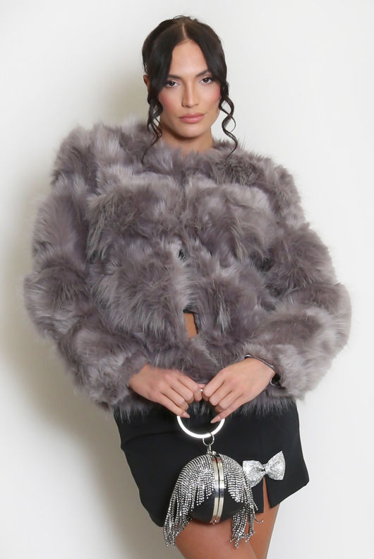Dark Grey Soft Faux Fur Jacket