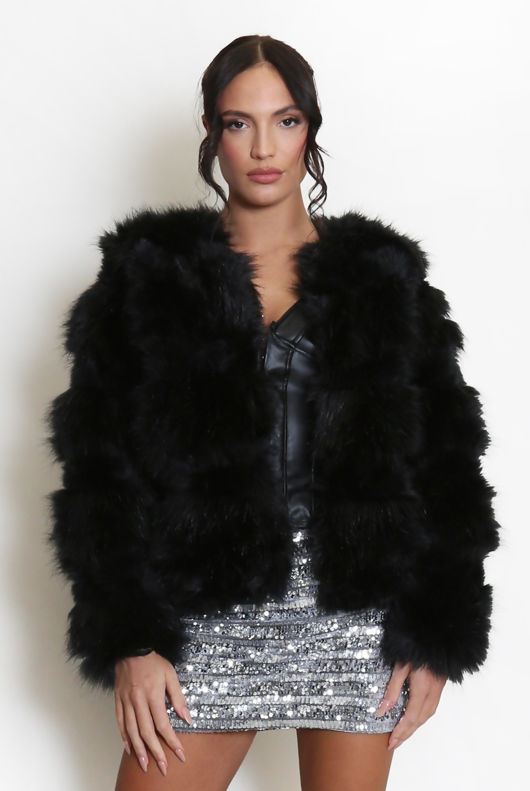 Black Soft Faux Fur Jacket