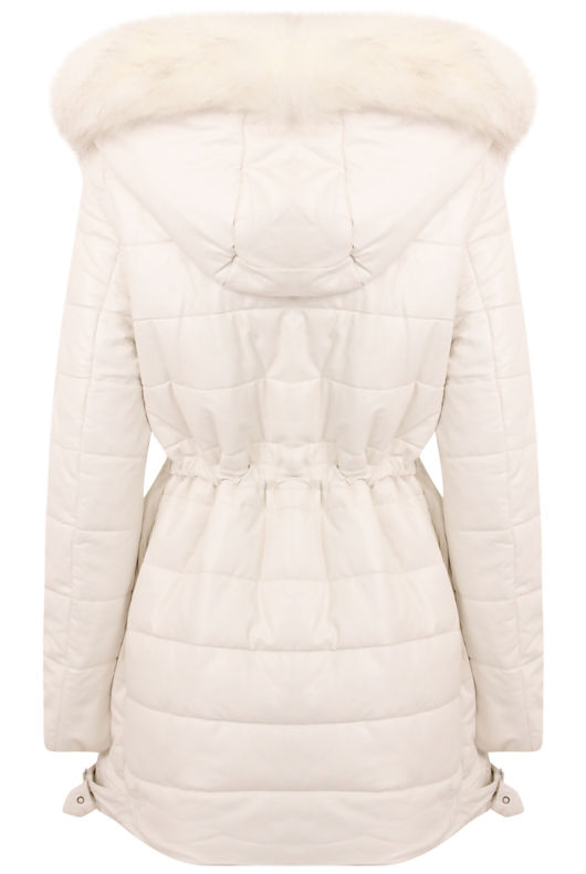 Cream Longer Length Layered Puffer Coat
