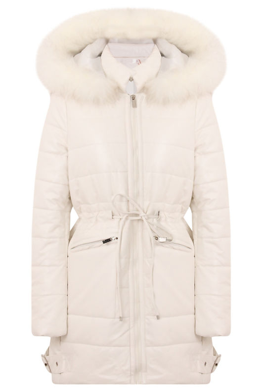 Cream Longer Length Layered Puffer Coat