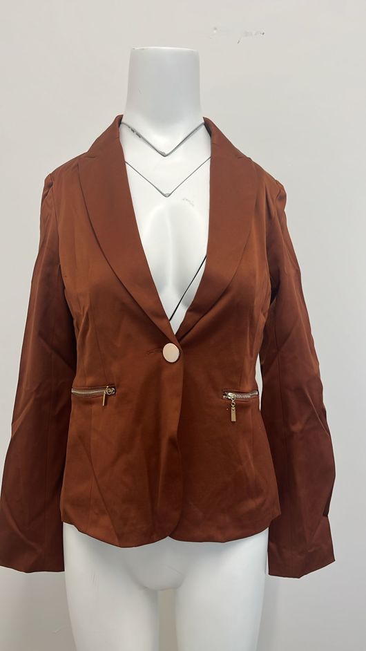 Brown Single Button Blazer