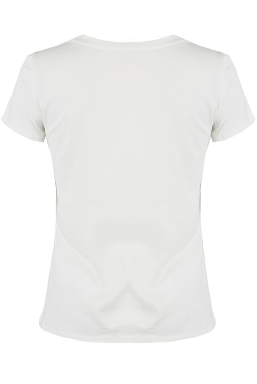 White Sequin Tiger Print Round Neck Tees